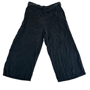 TenTree Black Lyocell Wide Leg Crop Pants Culottes Womens Large High Rise Pocket